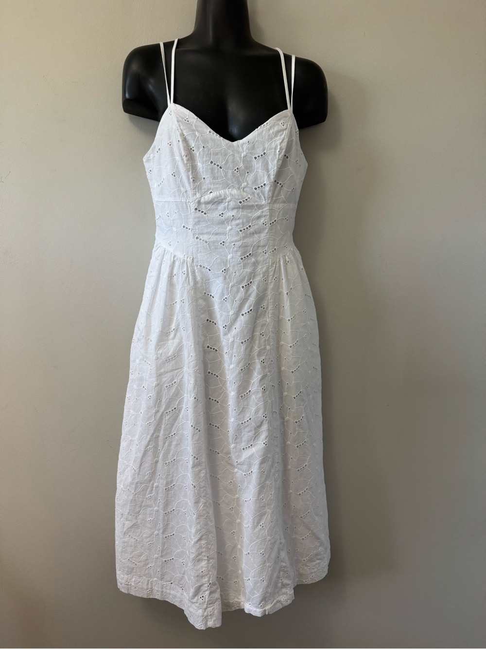 a new day White Eyelet Midi Dress with Double Spaghetti Straps XS